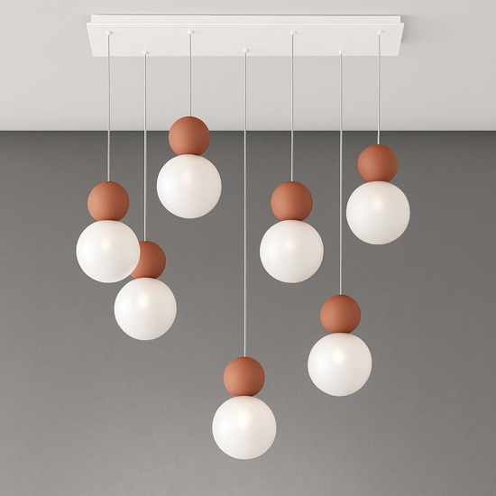 Top light lampadario moderno cottage 7 luci terra rossa
