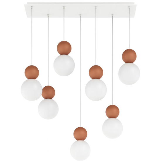 Top light lampadario moderno cottage 7 luci terra rossa