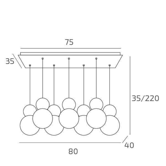 Top light lampadario moderno cottage 7 luci terra rossa