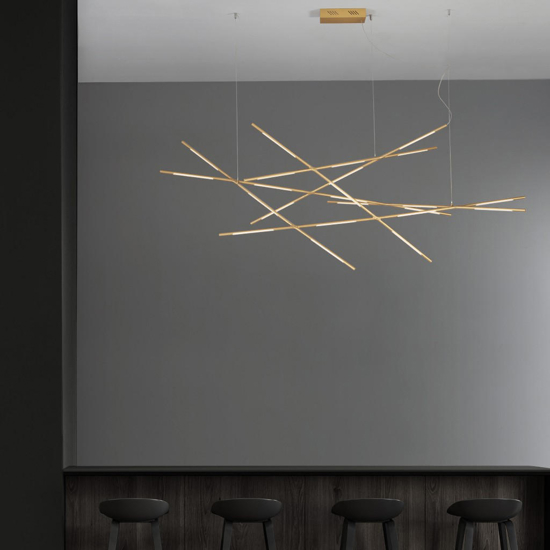 Grande lampadario moderno ottone led 109w 3000k dimmerabile