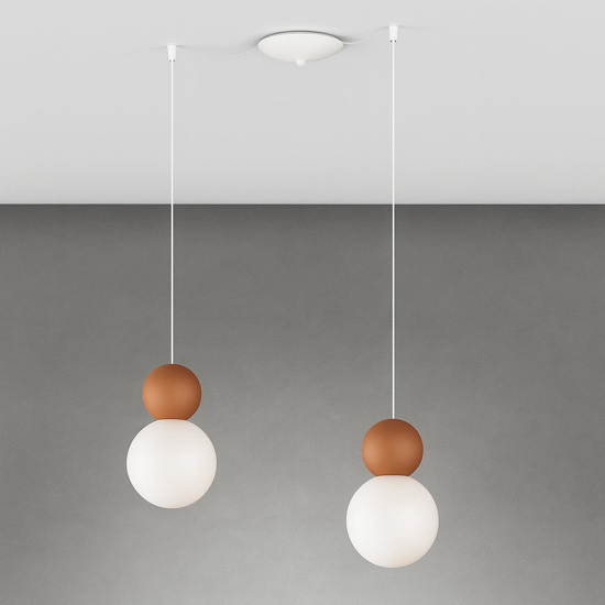 Top light lampadario da cucina cottage due luci decentrate terra rossa
