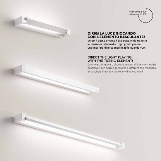 Applique led sway girevole bianco 35w 3000k 4000k 6000k moderna perenz