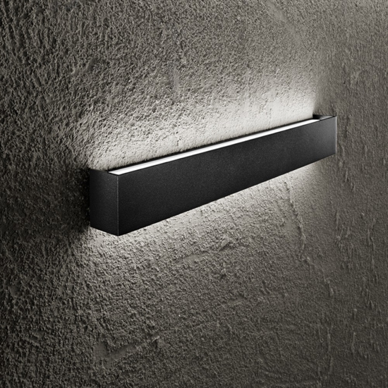Applique nero rettangolare led 14w 3000k moderna rummo perenz
