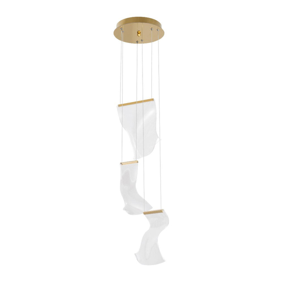 Lampadario 3 vele a sospensione oro trasparente per soggiorno moderno
