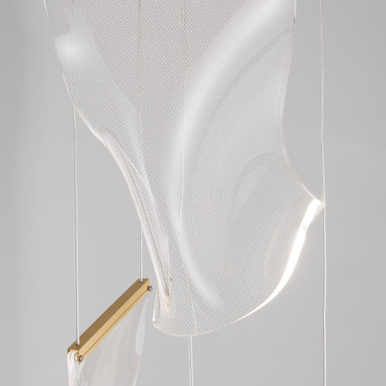 Lampadario 3 vele a sospensione oro trasparente per soggiorno moderno