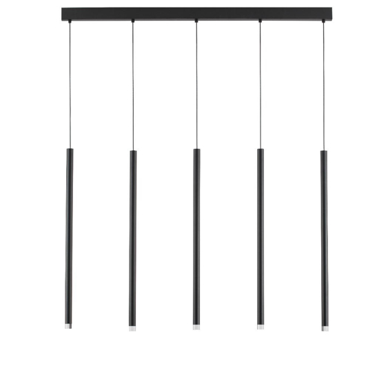 Lampadario per tavolo da pranzo 5 luci clindri neri led 3000k
