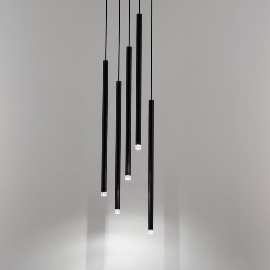 Lampadario moderno a cascata per salotto led 27w 3000k nero