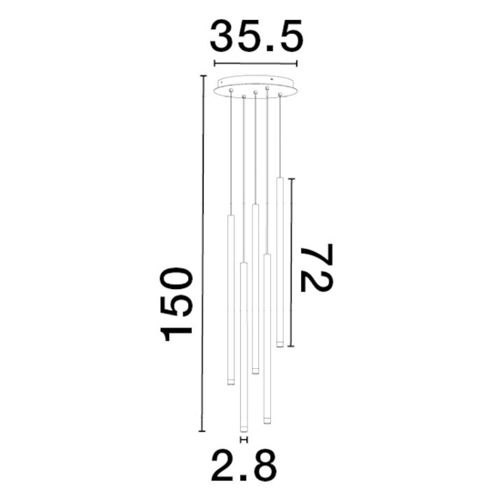 Lampadario moderno a cascata per salotto led 27w 3000k nero