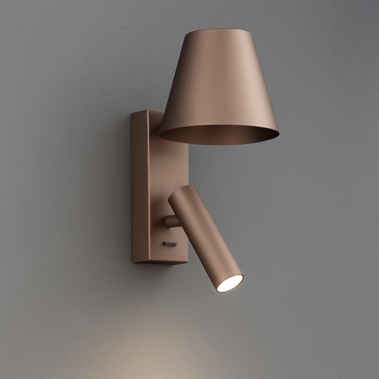 Applique per camera da letto da comodino reverse perenz marrone