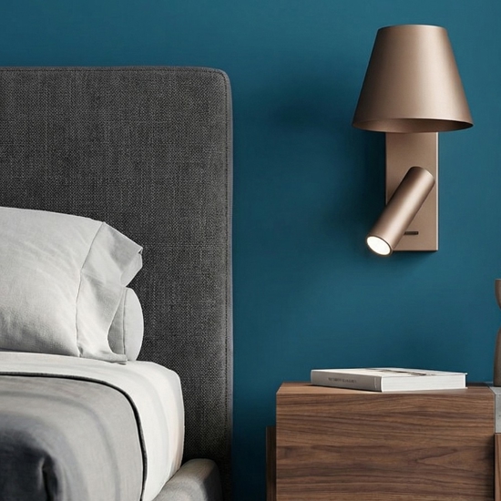 Applique per camera da letto da comodino reverse perenz marrone