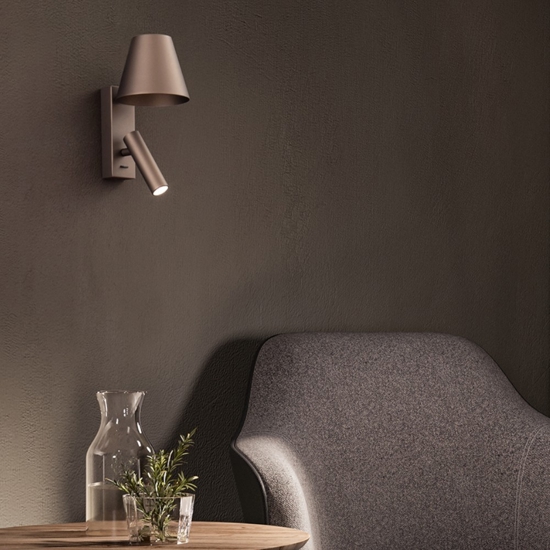 Applique per camera da letto da comodino reverse perenz marrone