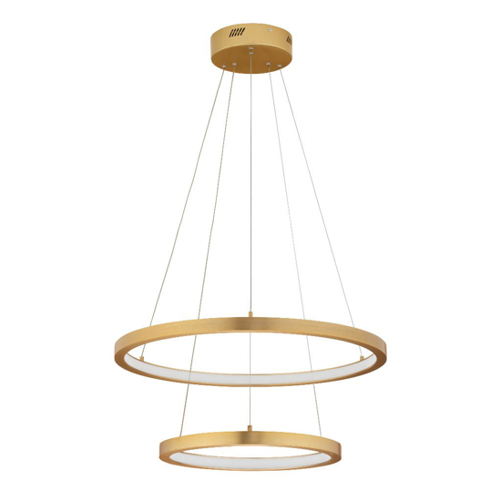 Lampadario moderno per salotto anelli oro led 60w 3000k