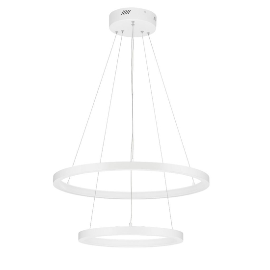 Lampadario per salone moderno cerchi bianchi led 3000k dimmerabili