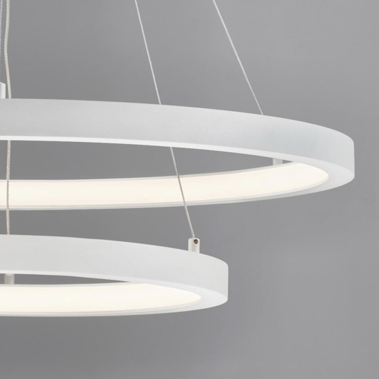 Lampadario per salone moderno cerchi bianchi led 3000k dimmerabili