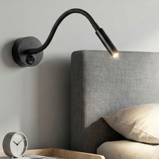 Applique minispy perenz illuminazione nero per comodino camera da letto