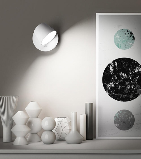 Applique per camera da letto bianco led 6w 3000k orientabile konec perenz