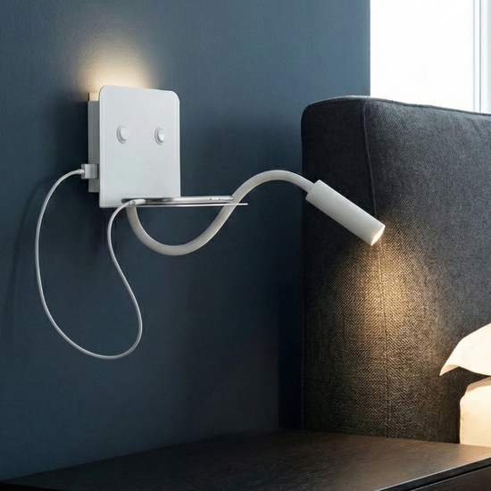 Applique per comodini mensola bianco level perenz 2 luci led