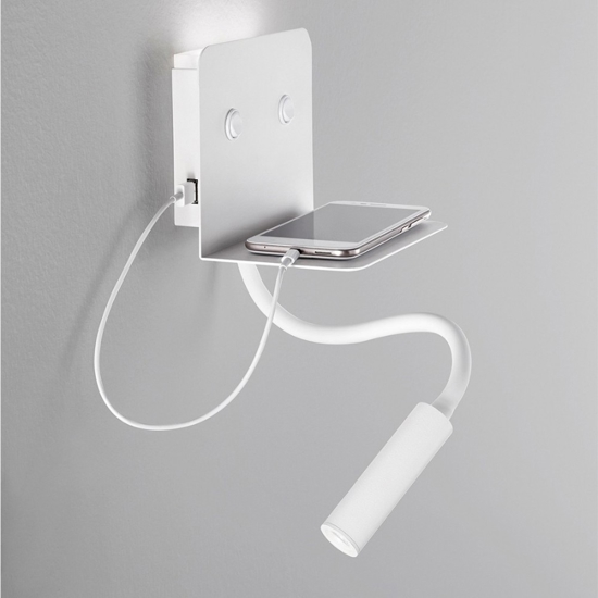 Applique per comodini mensola bianco level perenz 2 luci led