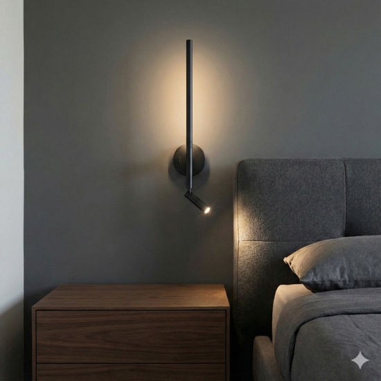 Applique per comodino ramon nero perenz illuminazione 2 luci led