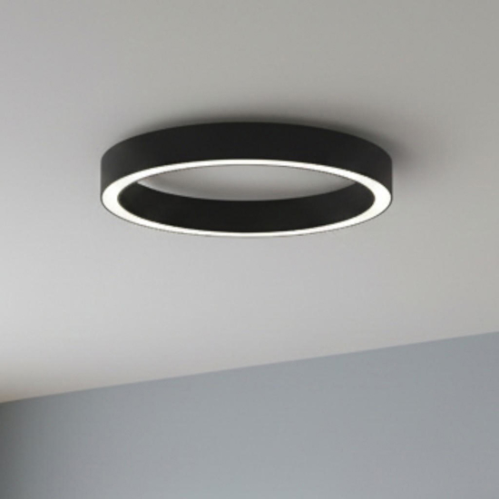 Plafoniera nera anello 80 cm led 3000k dimmerabile