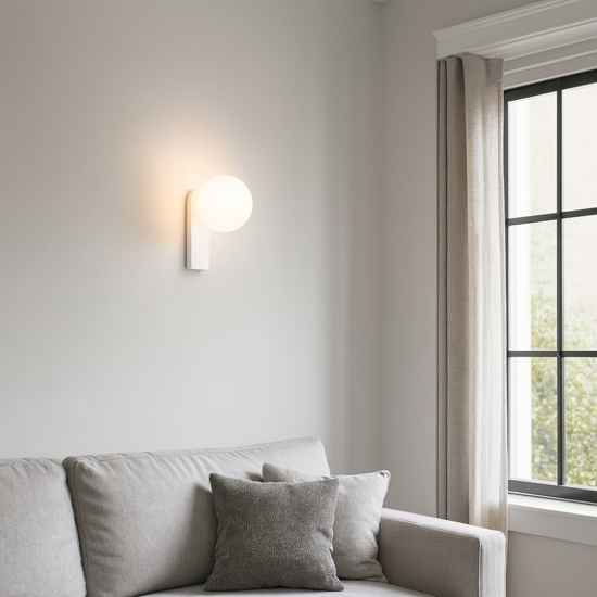Applique da parete moderna bianca sfera talia perenz illuminazione