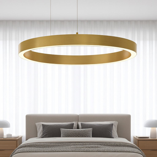 Lampadario per camera da letto led 3000k triac dimmerable oro 80 cm