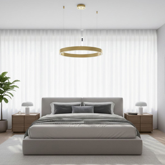 Lampadario per camera da letto led 3000k triac dimmerable oro 80 cm