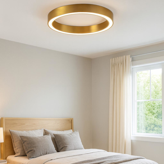 Plafoniera per camera da letto anello oro led 3000k dimmerabile