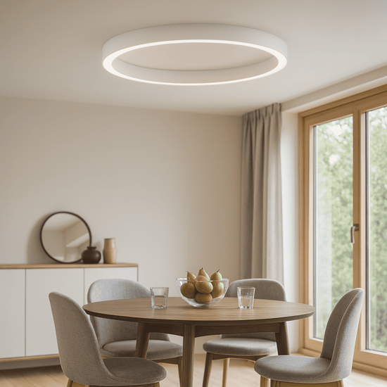 Grande plafoniera bianca moderna cerchio led 3000k 100 cm