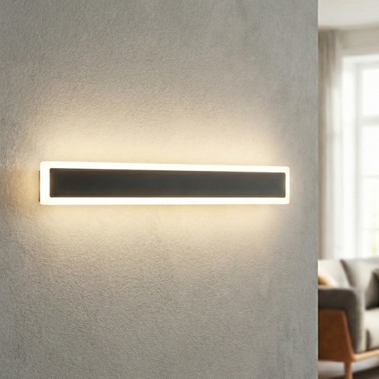 Applique rettangolare nero led 19w 3000k wally perenz illuminazione