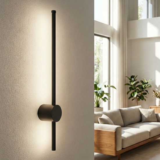 Applique moderna bacchetta nera led 12w 3000k clock perenz