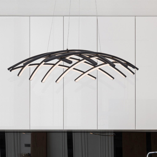 Lampadario nero design moderno per soggiorno led 83w dimmerabile