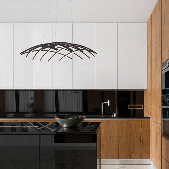 Lampadario nero design moderno per soggiorno led 83w dimmerabile