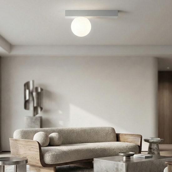 Plafoniera moderna bianca con sfera snooky perenz illuminazione