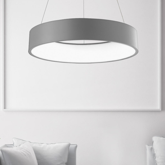 Lampadario anello led 4000k grigio per soggiorno
