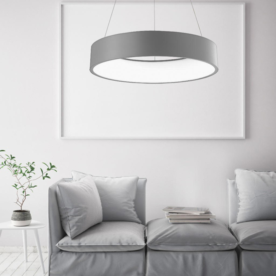 Lampadario anello led 4000k grigio per soggiorno