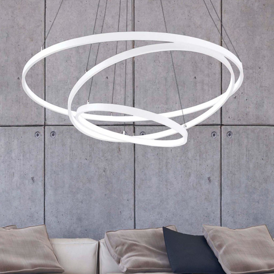 Lampadario moderno tre anelli bianco led 3000k