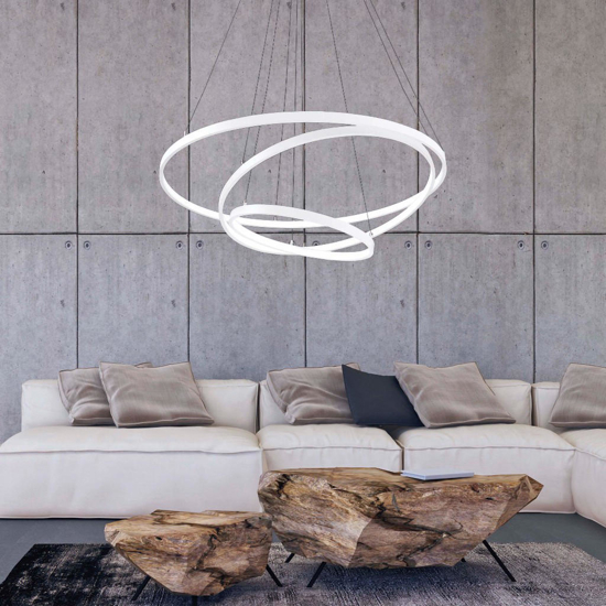 Lampadario moderno tre anelli bianco led 3000k