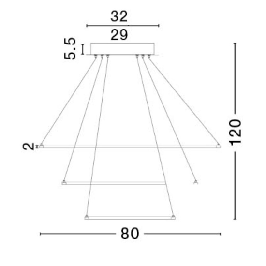 Lampadario moderno tre anelli bianco led 3000k