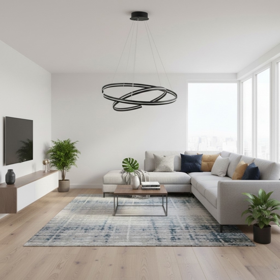 Lampadario moderno orientabile led nero 3000k dimmerabile