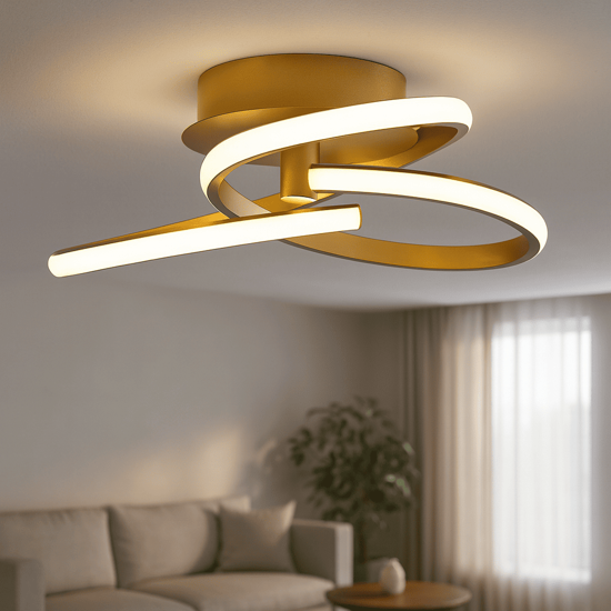 Plafoniera moderna per soggiorno oro spazzolato led 3000k