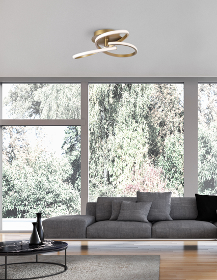 Plafoniera moderna per soggiorno oro spazzolato led 3000k