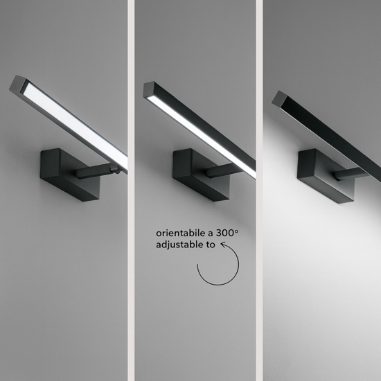 Applique bianco da specchio 77cm led 16w cct orientabile riga perenz