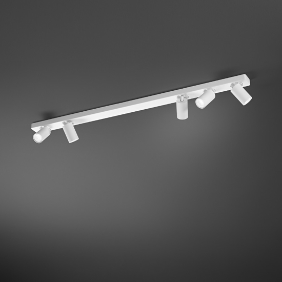 Plafoniera bianca con 5 spot orientabili oddy perenz illuminazione
