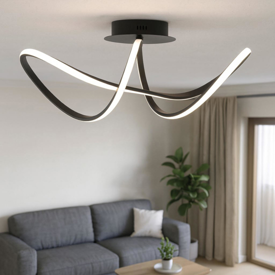 Plafoniera design moderno nera led 3000k per soggiorno