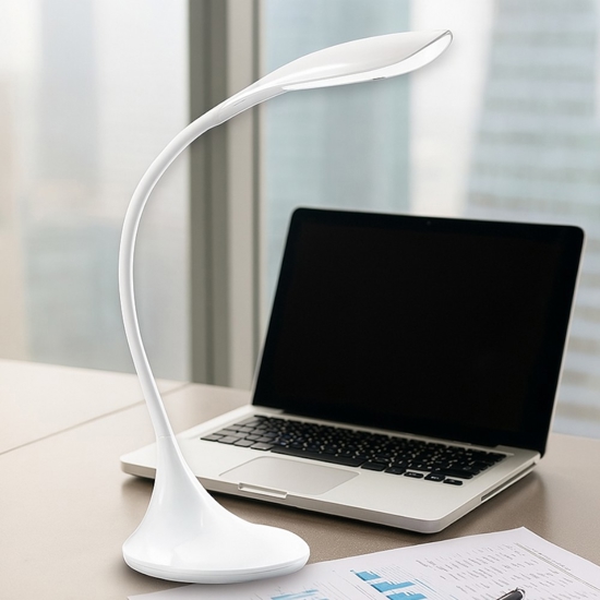 Lampada da scrivania led bianca design moderna orientabile sonagli perenz