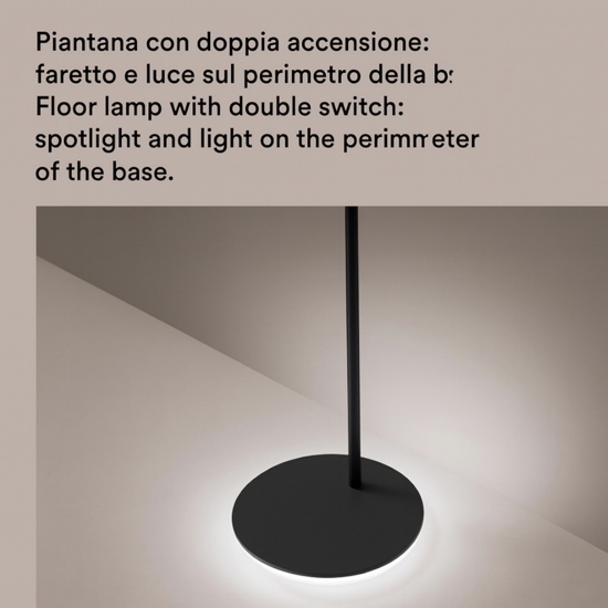 Gambo perenz lampada da terra piantana nera orientabile doppia luce