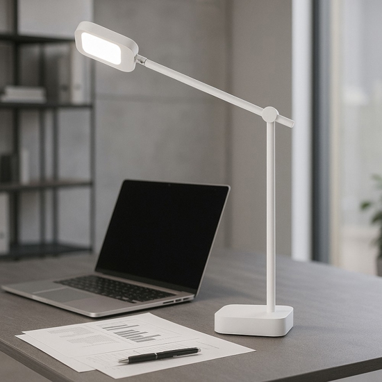 Lampada da scrivania bianca led cct per ufficio icon perenz