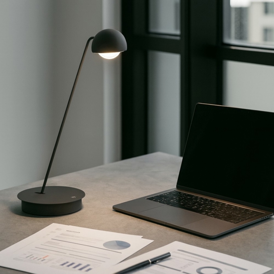 Lampada da scrivania antracite led cct 3000k 4000k 6000k design moderna lyra perenz