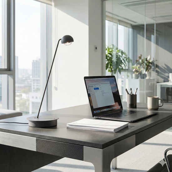 Lampada da scrivania antracite led cct 3000k 4000k 6000k design moderna lyra perenz
